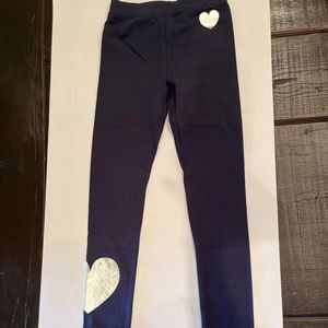 NWT JCrew Crewcuts Navy everyday leggings with Metallic Hearts